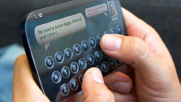 Una pantalla táctil con teclas que se "inflan" y luego pierden su volumen